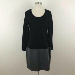 YEST Women’s Dress 8‎ Black Gray Drop Waist Long Sleeve Colorblock NWT